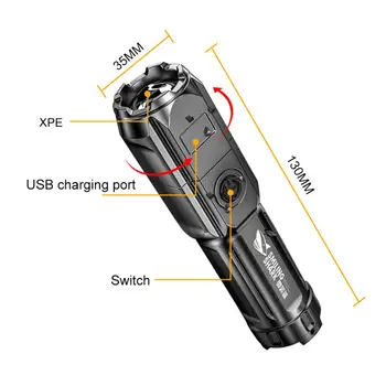 Powerful LED Flashlight Rechargeable USB 18650 Waterproof Zoom Fishing Hunting 100000 Lumens Tactical Flashlight LED Flashlight 3
