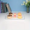 Acrylic transparent tray with handle -13.7 x 11 inches, storage tray for cosmetics and toiletries,kitchen fruit,snacks,and meals 5