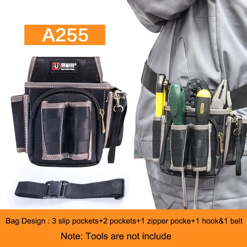 Canvas Electricians Tool Pouch Bag​ Adjust Waist ​4 roomy pockets 2 tool loops 