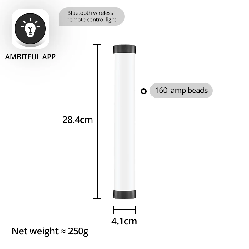 AMBITFUL RGB LED 비디오 스틱 튜브 라이트, 벌집 그리드 내장 앱 리튬 배터리, 마그네틱 기능, A2 RGB 2500-8500K