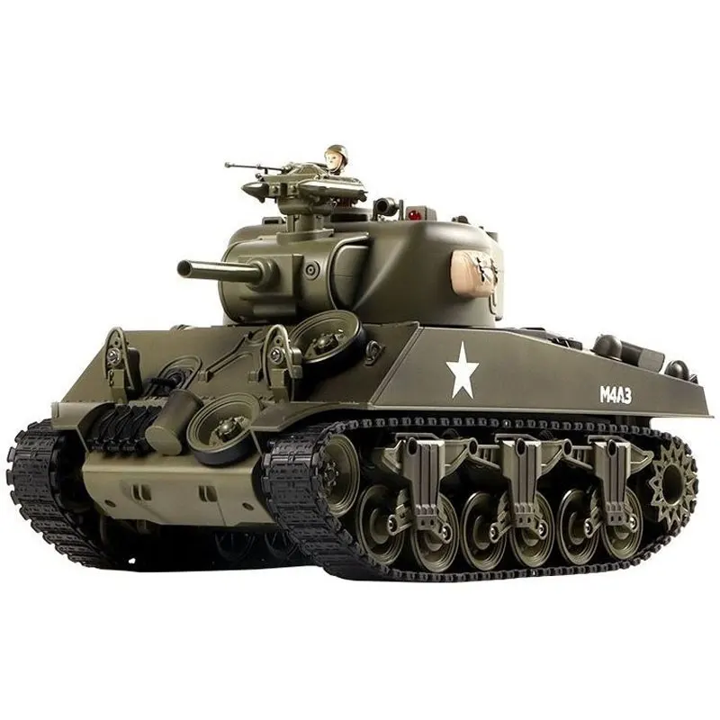 RC M4A3 탱크 사격 물총알 흡연 적외선 리모컨 탱크 장난감, 군사 모델 진동 반동 소리 LED 소년 선물 