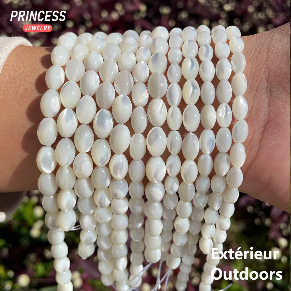 A++ Natural White Trochus Shell Rice Beads 5*8mm Horseshoe Shell Loose Beads for Jewelry Making Bracelet Necklace 2