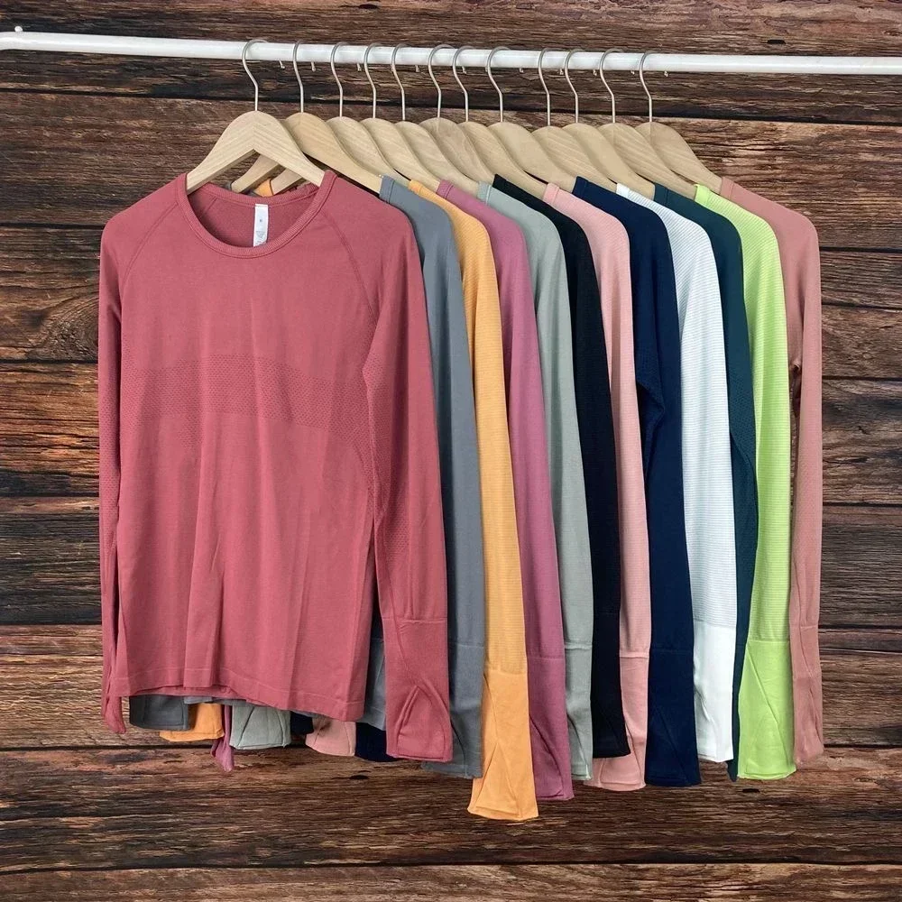 

LuluLogo Swiftly Tech Sport Long Sleeve T-shirt Women's Seamless Yoga Shirts Fitness Workout Sport Female Gym Clothing