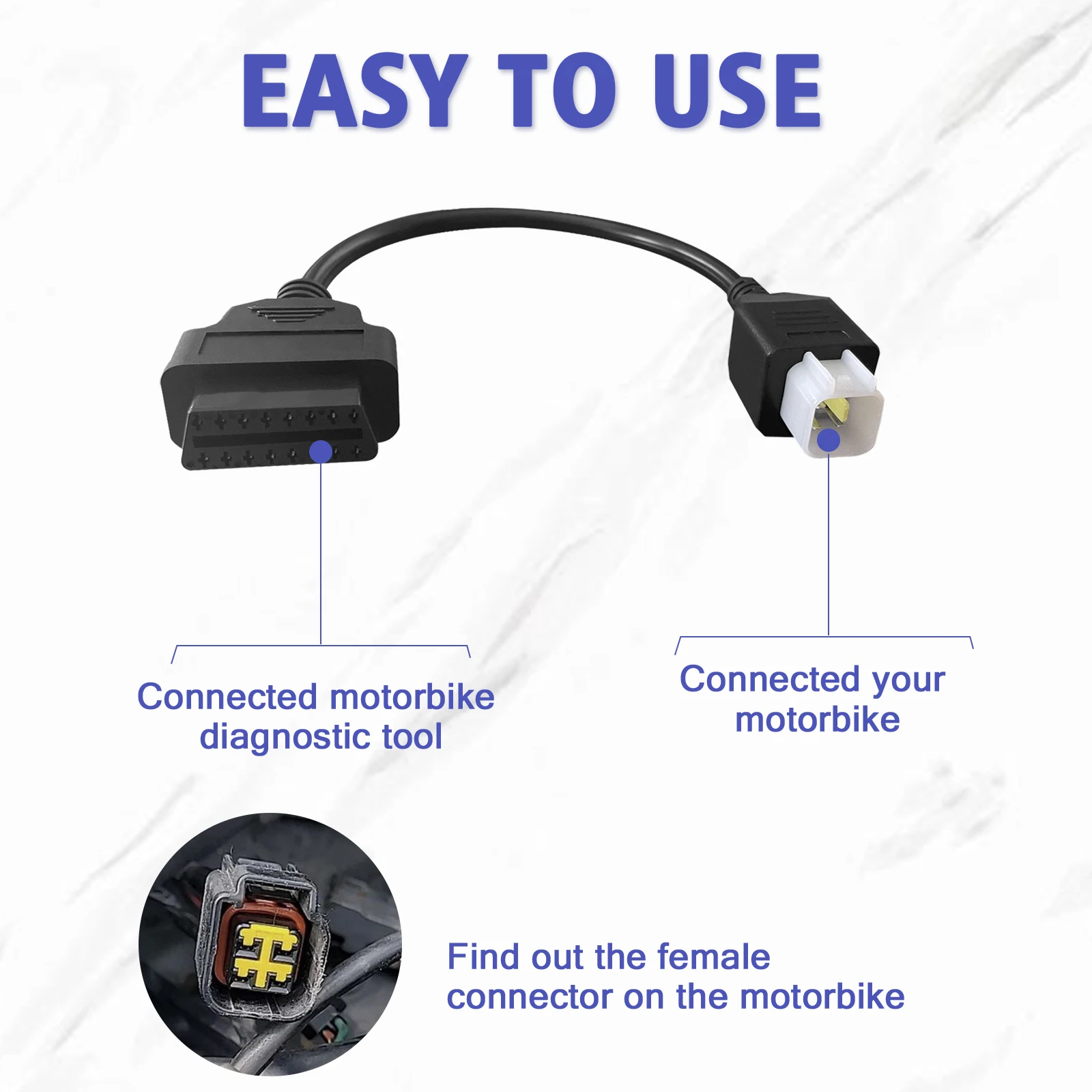 4Pin OBD2 Adapter For Kawasaki Z250 Z650 Z1000 ER6N EX650F