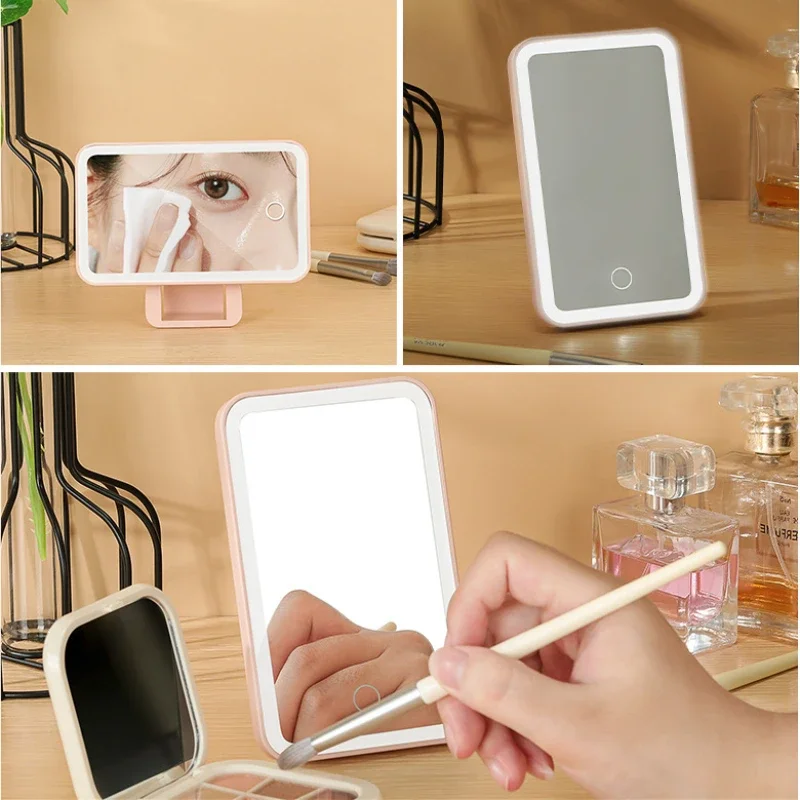 Led Light Mode Stepless Dimming Sun Visor Vanity Mirror Rechargeable Touch Sensor Vanity Mirror Convenient Car