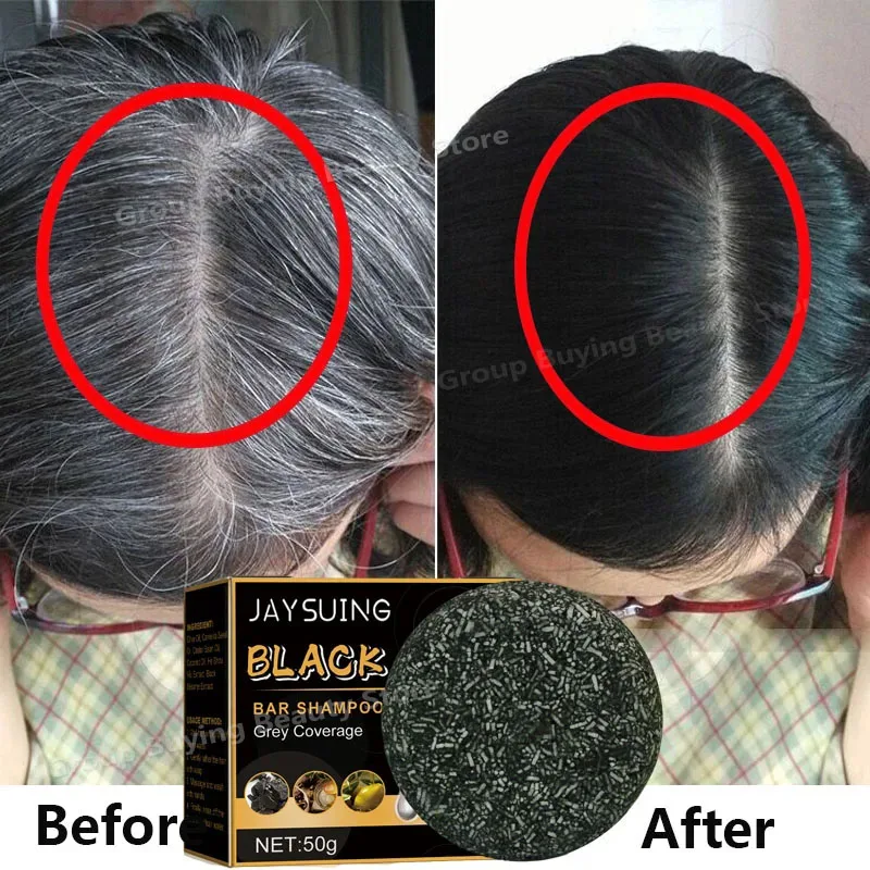 

White Hair Darkening Shampoo Soap Restore Gray Beard and Hair Natural Color Soap Gray White To Black Dye Hair Fixing Shampoo Bar