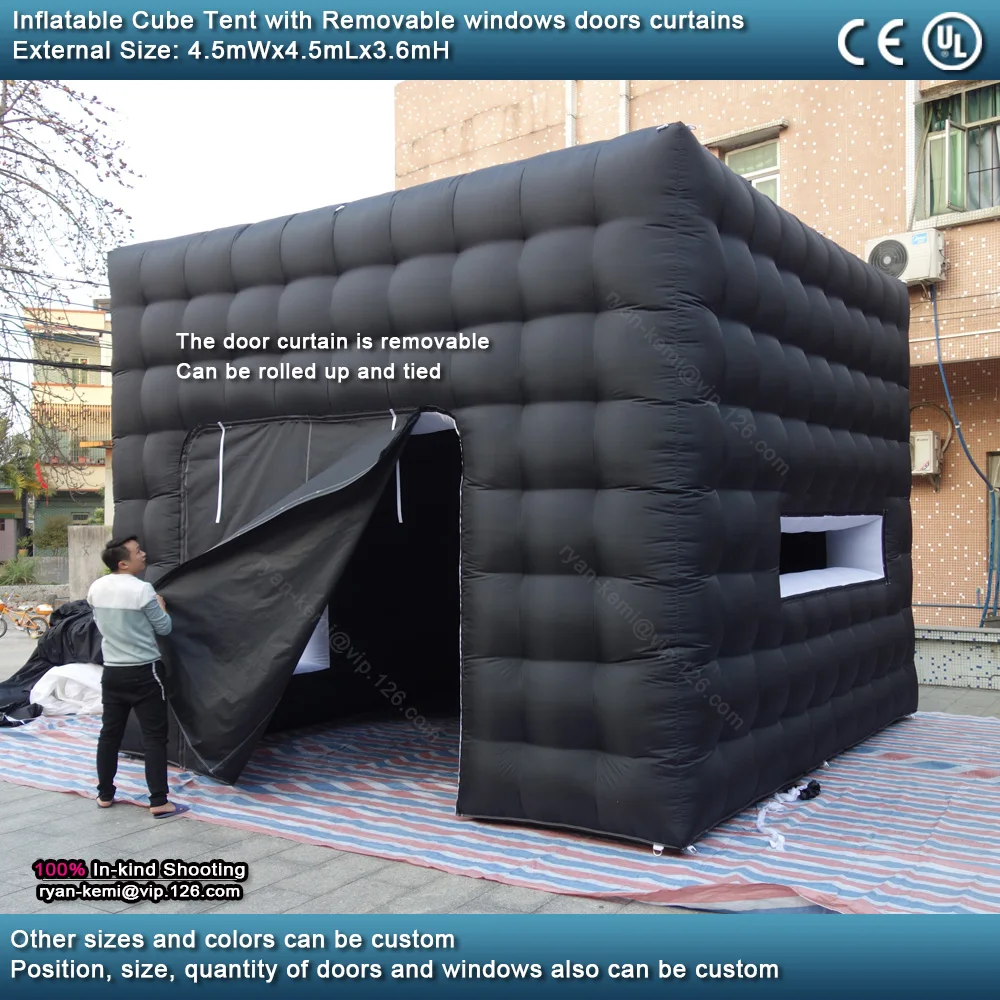 4.5mx4.5mx3.6mH Inflatable cube tent inflatable trade show tent Inflatable exhibition tent cover marquee Inflatable party tent 6