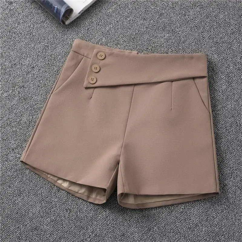 Elegant Office Lady's Black Shorts Matching Women's Wide Leg Shorts Chic Casual Loose Shorts 2025 Summer New Trend Female Pants
