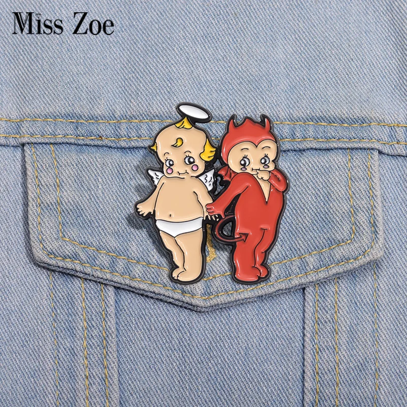 Emaille-Anstecknadeln mit Engeln und Albträumen, individuelle niedliche Baby-Broschen, Anstecknadeln, lustiger Schmuck, Geschenk für Kinder und Freunde