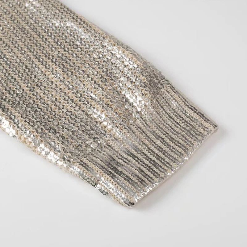 S4c157b1bed7144cdb26032b5393898bcz Sequins Knitted Sweaters For Women Autumn Winter Pullover Long Sleeve Metallic Hoodie Shiny Elegant Female All-match Coats Mallzona