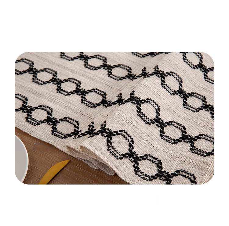 Nouveau drapeau de table tissé en coton, décoration assortie de couleur de gland, nappe longue bande, armoire à chaussures, armoire d'entrée_voghion.com