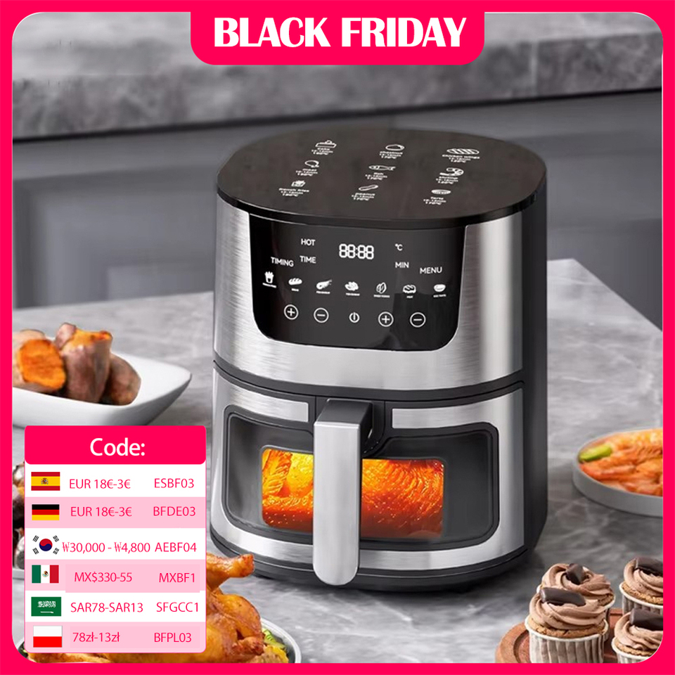  Smart Air Fryer Electric visual window 7L Oil-free Air Fryer Automatic Household Kitchen 360°Baking Convection Oven Air Fryers 