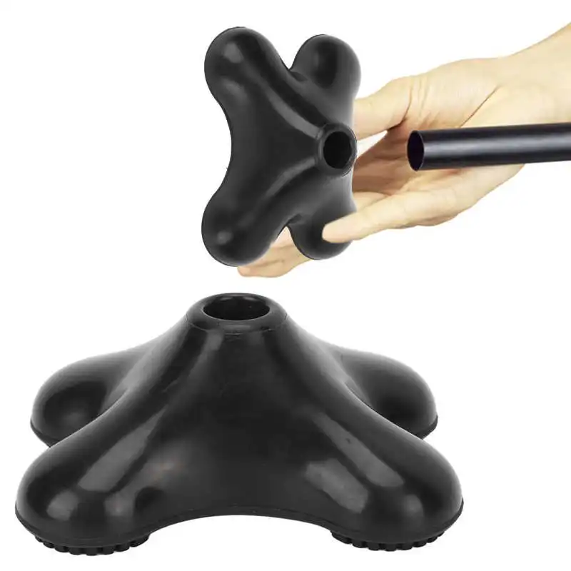 19mm Cane Tip Quad Rubber Thicken Slip Resistant Wear Resistant Compact Replacement Crutch Tips for Walking Aids D