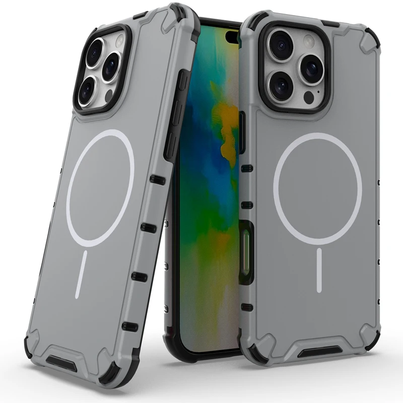 ELVEV Magnetic Anti-Drop Corrugated Texture Phone Case with Soft TPU Lens Protection