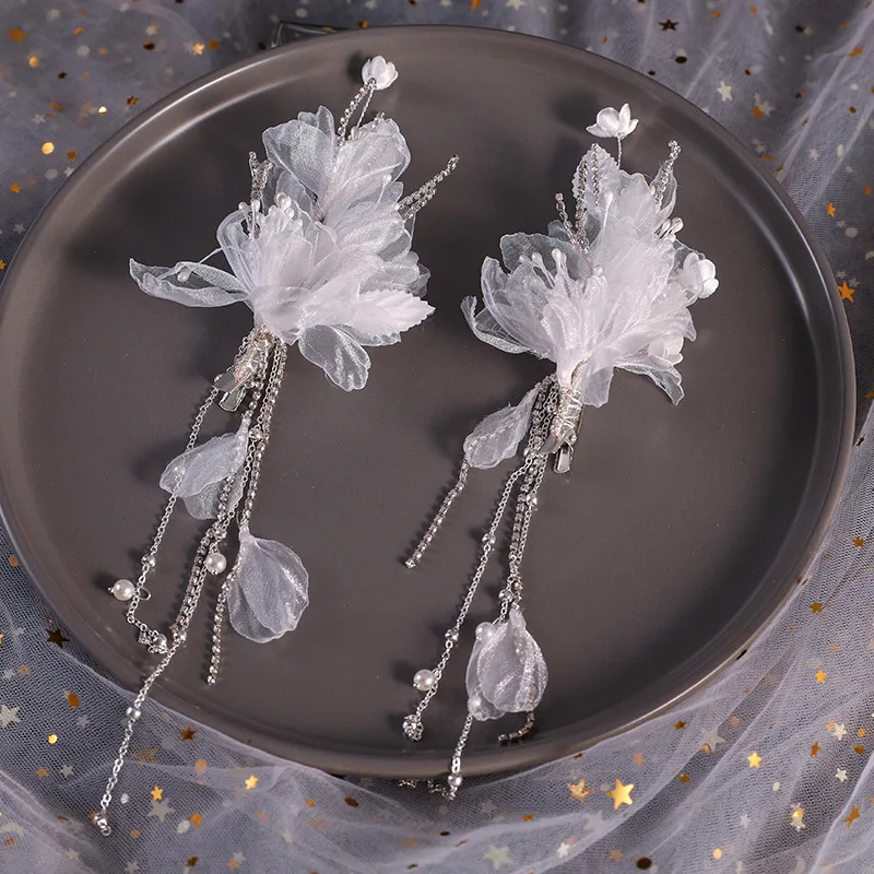 

Bride's New Net Gauze Flower Hairpin bijoux de tete marriage Wedding Hair Trim Clip Bridal Hair Accessories
