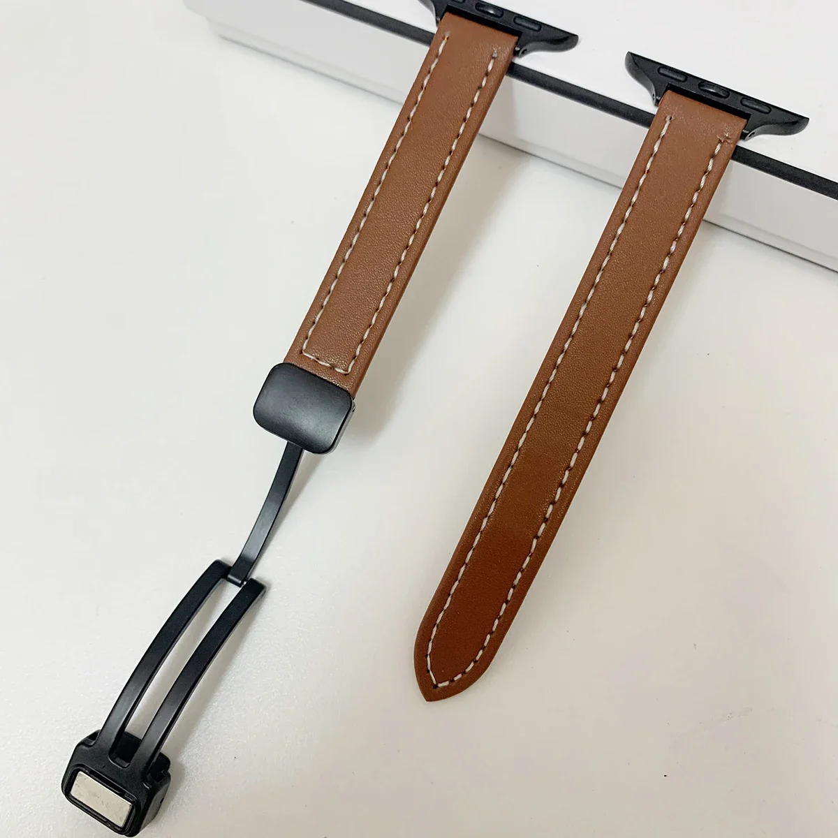 Elegant Leather Magnetic Strap with Slim Folding Buckle