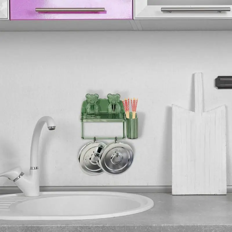 Porte-Baguettes Mural Suspendu, Éponge sans Jolie çon, mir d\'Évier Opaque, Design EvaluBear, Support de vaccage d\'Ustensiles