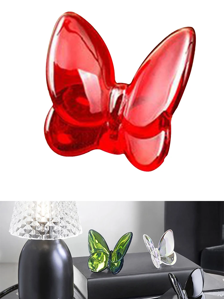 

1PCS High Borosilicate Glass Red Lucky Butterfly Ornament Suitable For Home Furnishing Hotel Customers Decoration Durable