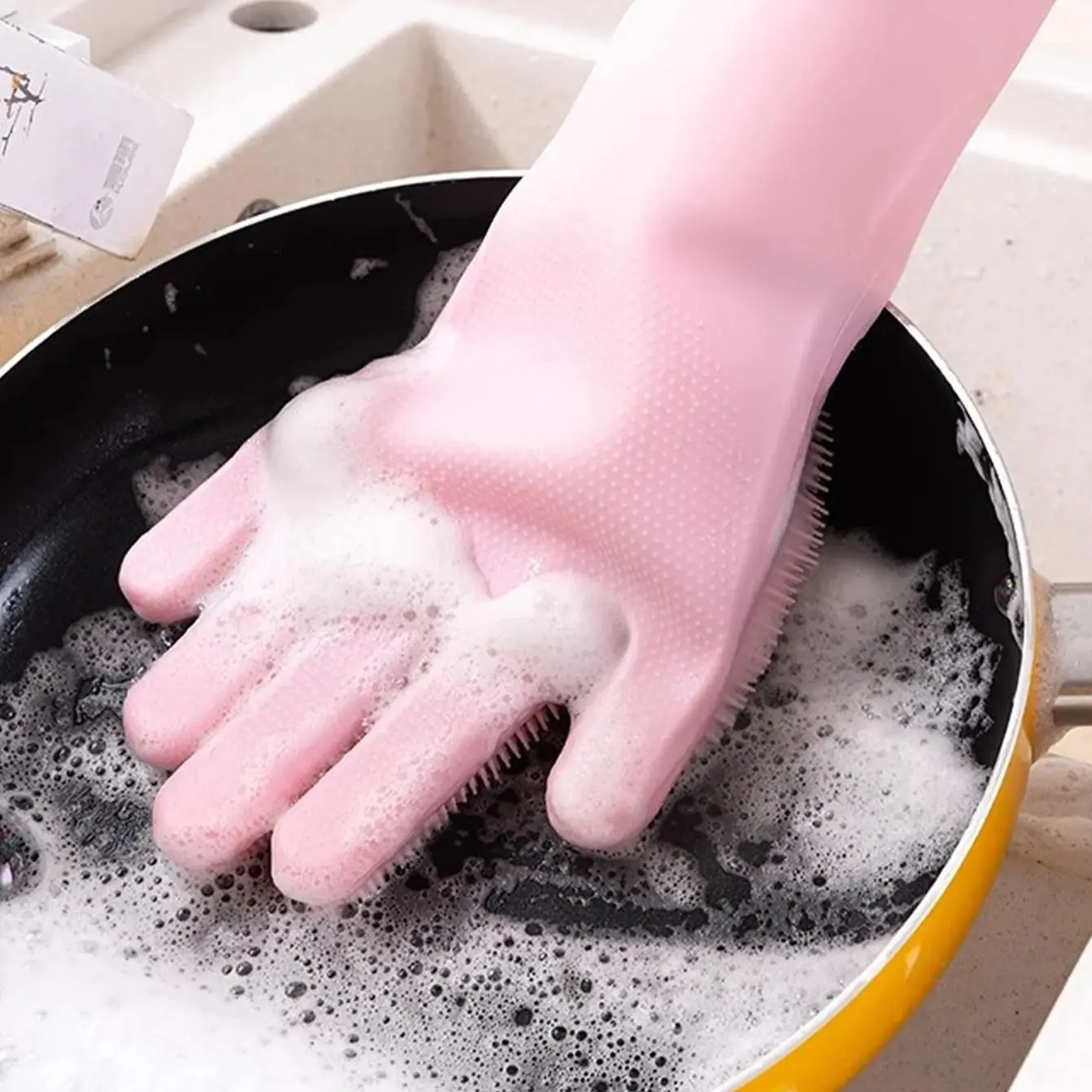 1 Pair Of Silicone Dishwashing Gloves For Household Use, Kitchen Anti Scalding, Household Dishwashing And Cleaning Gloves
