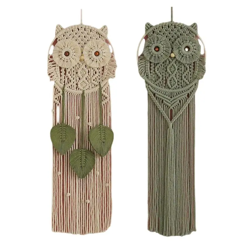 

Owl Macrame Wall Decor Handwoven Owl Tapestry Creative Dream Catcher Cute Owl Bedroom Decoration Bohemian Wall Art Tapestry