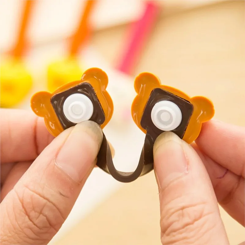 4PCS Korean Double-Headed Cartoon Animal Cable Winder Easily Bear Chick Headphone Desk Cable Manager