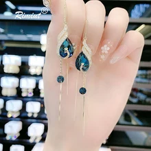  Rimiut New Fashion Peacock Drop Long Hanging Earrings for Women Elegant Girl Tassel Earring Stylish Jewelry Personality Gift 
