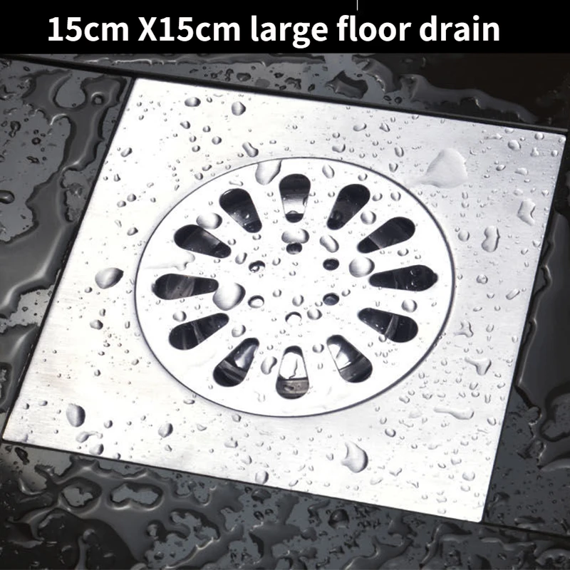 5.5 Inch Square Shower Drain 15x15cm Special Stainless Steel Water Drain Increase Deodorant Floor Hotel Villa Project