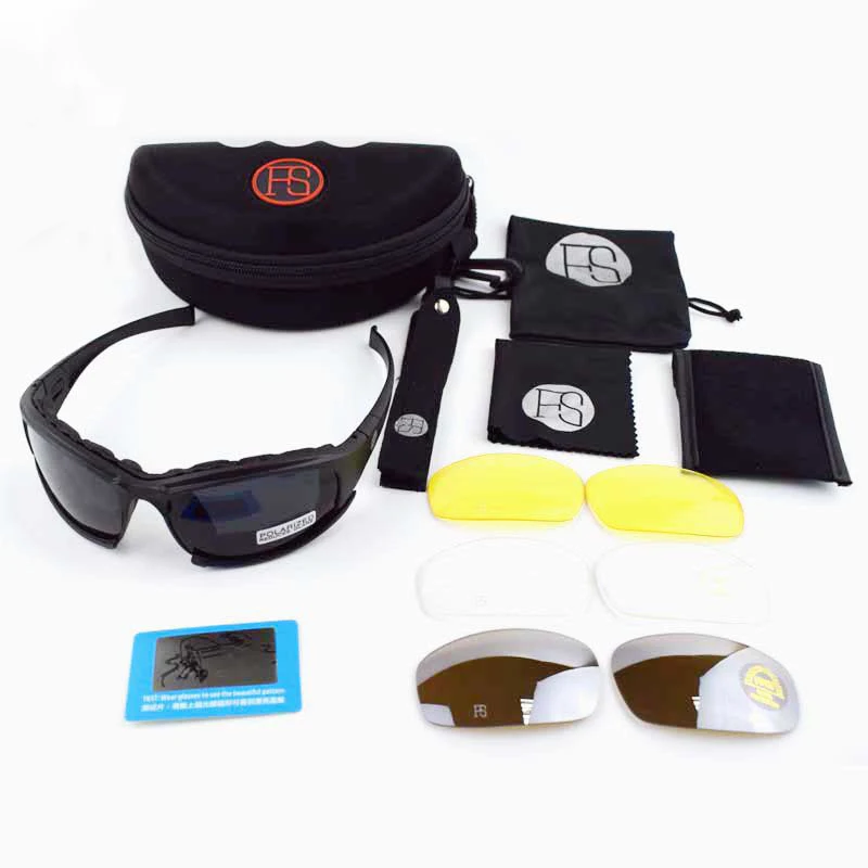 Tactical Glasses 4 Lens Men Army Hunting Shooting Glasses Motorcycle Hiking Polarized Sunglasses X7/C5 Tactical Airsoft Goggles 6