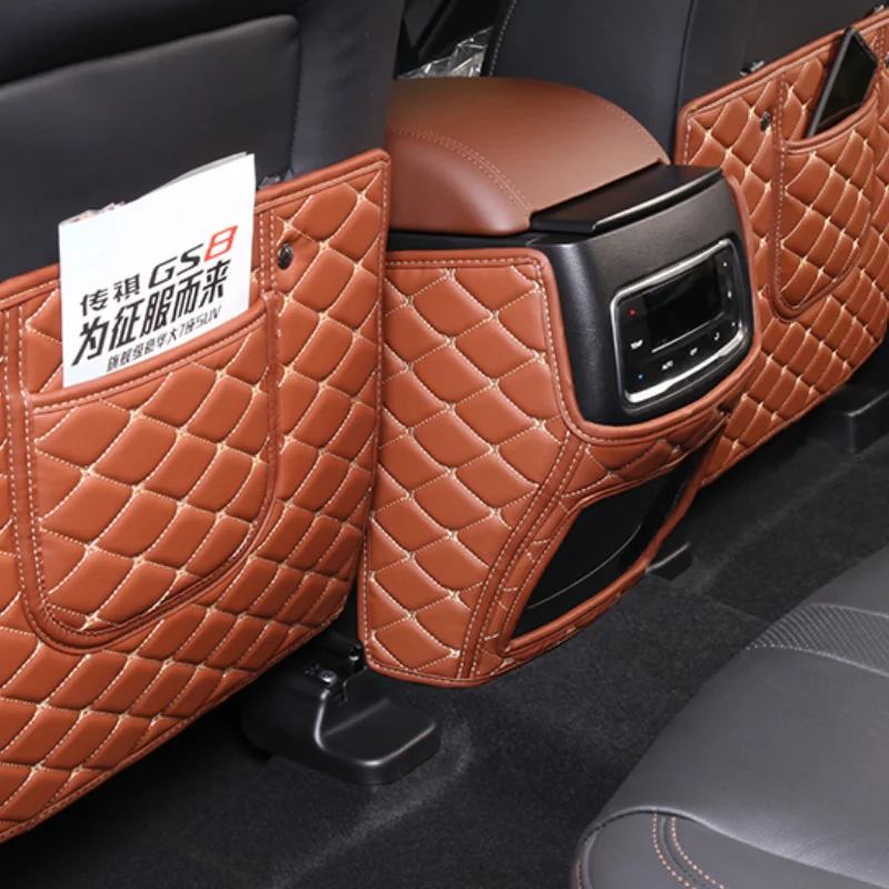 For Trumpchi GAC GS8-GAC Car PU Leather Anti Kick Mat Pad Anti-kick Protector Mats Seat Back Protector Accessories