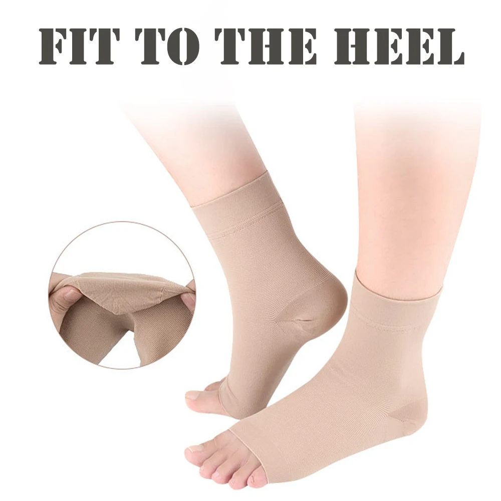 오픈 토 무릎 높이 의료용 압축 스타킹, 야외 스포츠용 고탄성 지지 양말, 1 쌍