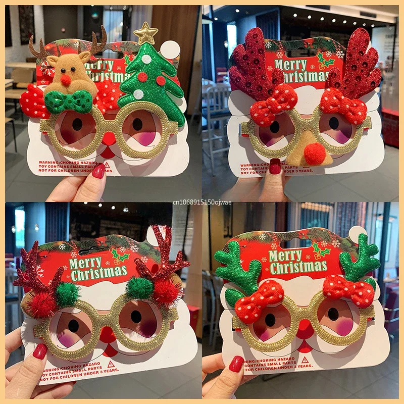 Christmas Party Glasses 1pcs Christmas Glasses Santa Claus Snowman Elk Xmas Tree Glasses DIY Photo Props Kids Gifts Happy New Year Party Decoration