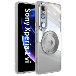 Sleek Magnetic Metal TPU Case with 360° Protection and Wireless Charging Compatibility for Xperia 1 VI (Clear)