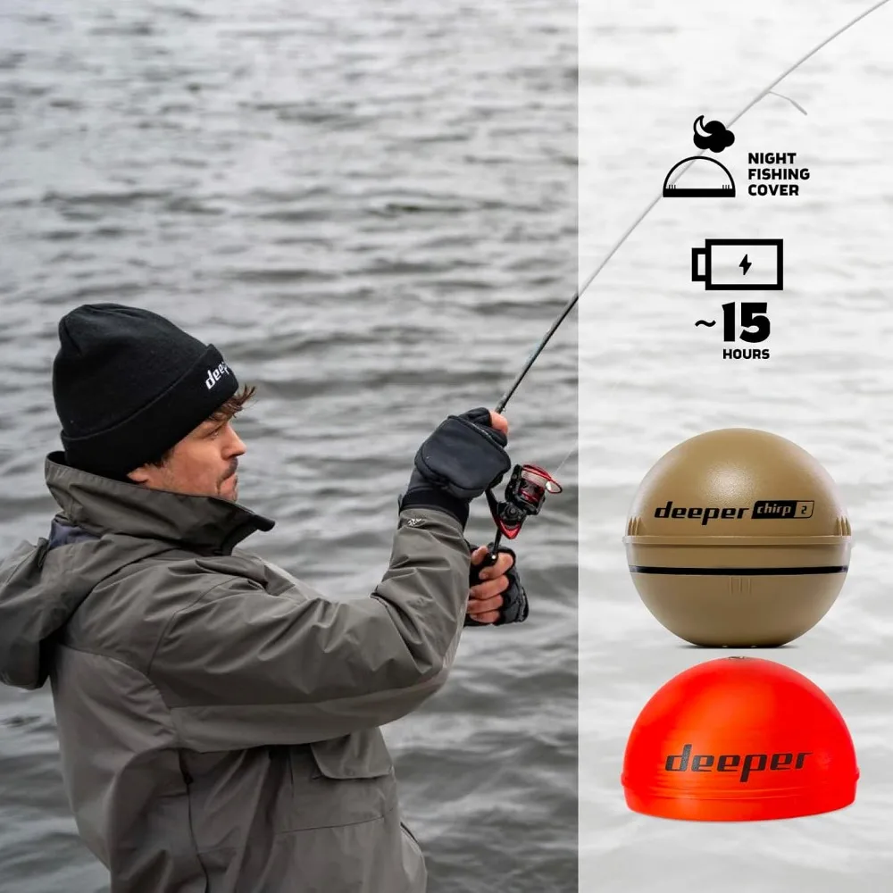 Chirp 2 Sonar Fish Finder-Portable Fish Finder and Depth for Kayaks, Boats and Ice Fishing No GPS Castable