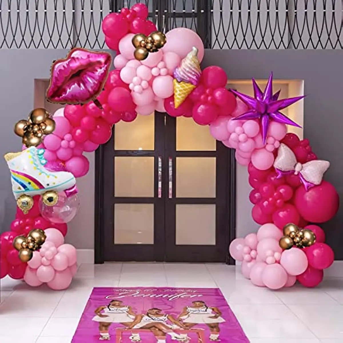 Decorazioni per feste a tema Barbie rosa Banner Cake Insert Palloncino Set  di stoviglie usa e getta Bella festa a tema rosa Set