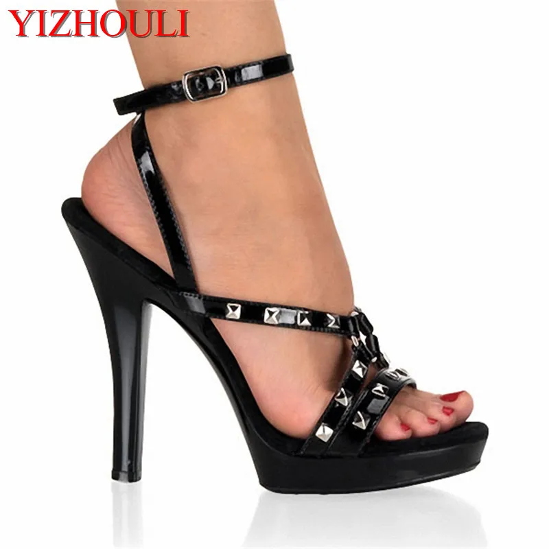 comfortable platform Gorgeous rivet wedding shoe 13cm women summer sandals ,heel dance shoes