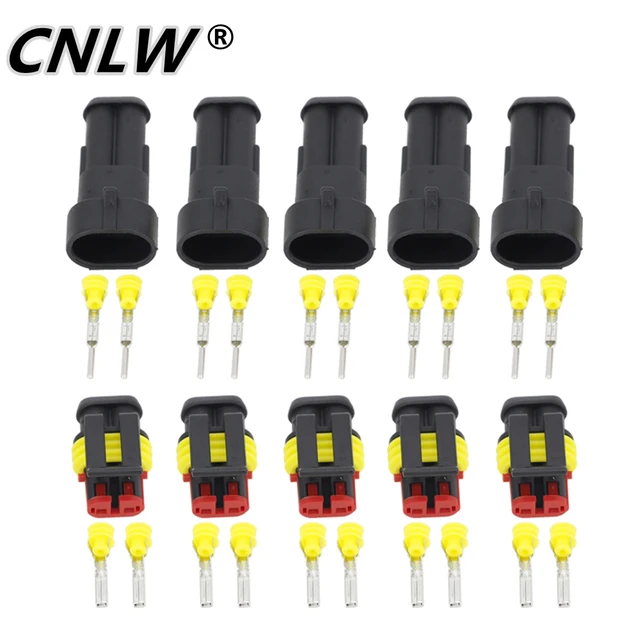 Juego de conectores de cable eléctrico para automóvil, 2 pines, 1,5mm,  DJ7021-1.5, impermeables, lámpara de xenón, 5 Juegos - AliExpress