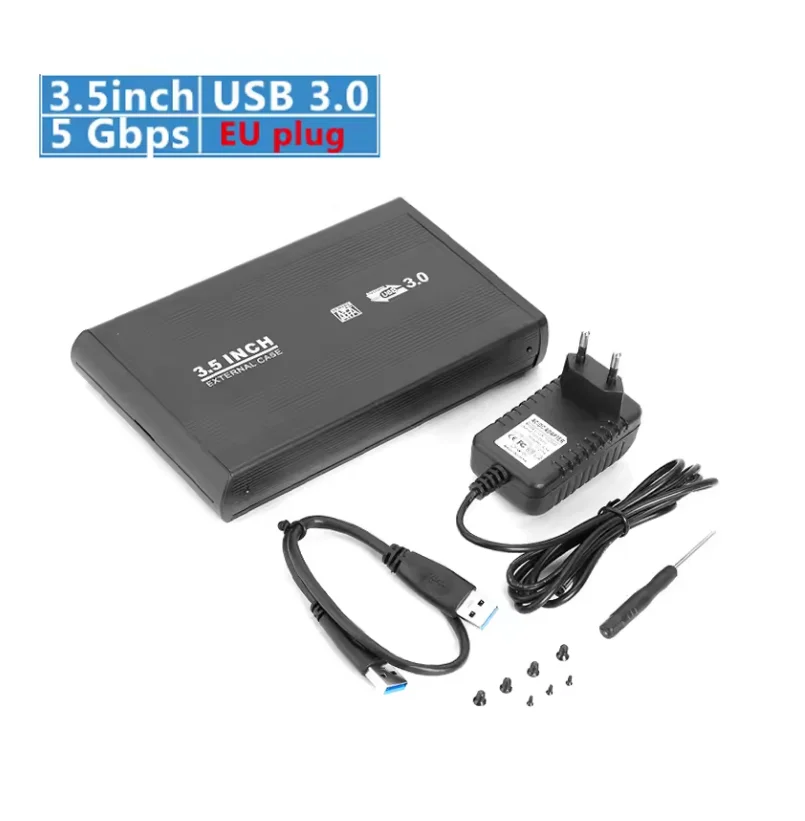 Durable Black 3.5-Inch Hard Drive Protective Enclosure with USB 2.0 Connection