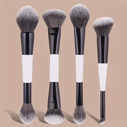 Premium Dual - Ended Makeup Brush Set - 4 - Piece Collection with Soft, Fluffy Bristles (Black And White)