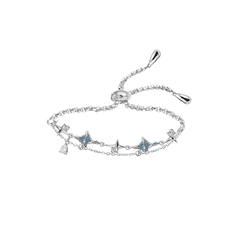 MASW Original Design 2023 Trend New Jewelry One Layer High Quality Glass Cool Blue Star Charm Bracelet For Women Girl Party Gift