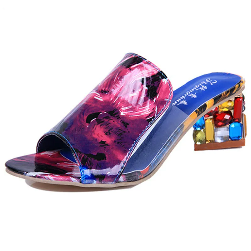 Women Sandals comfortable sandals Crystal Sandals Ladies Open Toe Sandals Square Heels Spring Summer Shoes Sandalia Feminina