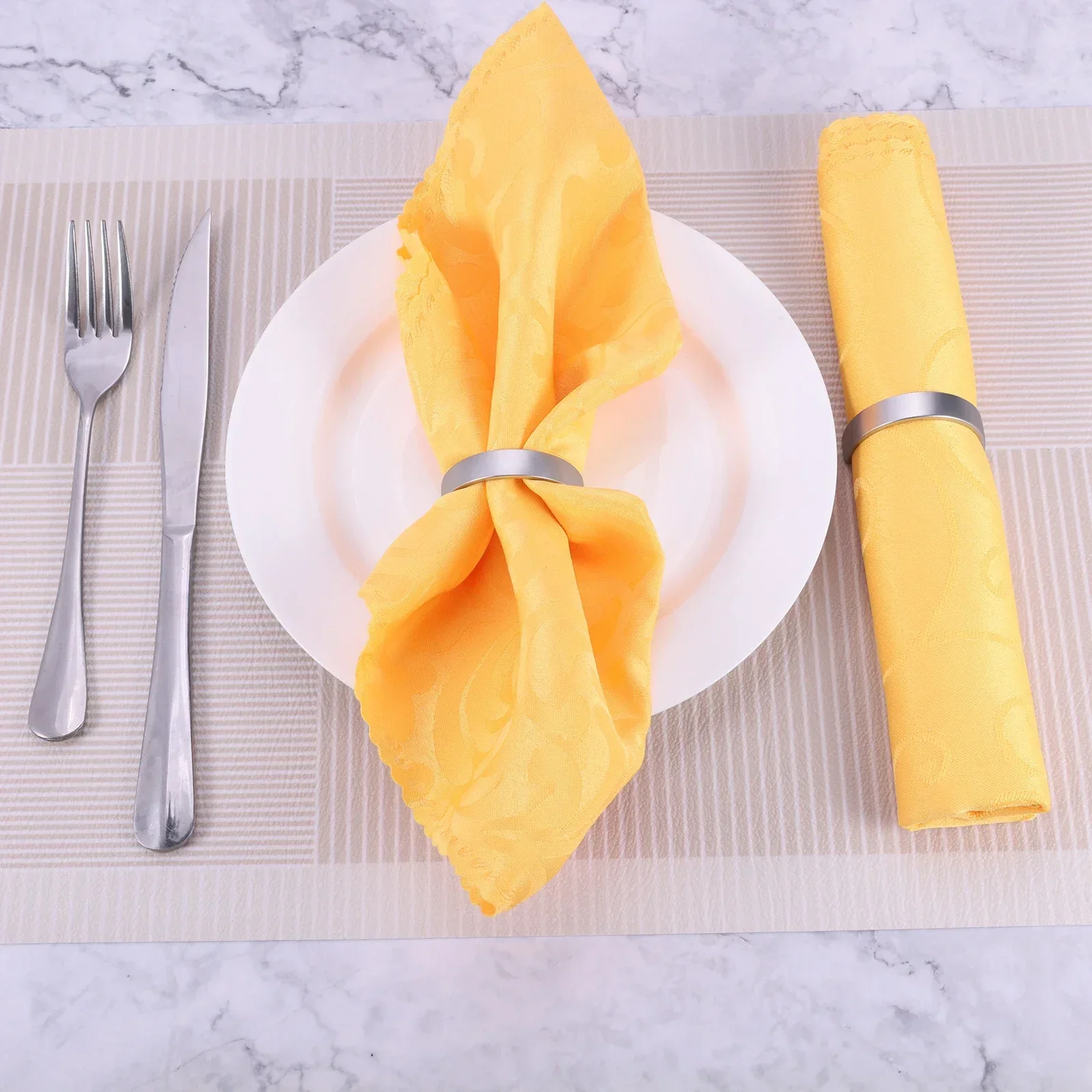 6pcs Alloy Napkin D-rings Dinner Cloth Holder Matte Gold/Silver/Black 4.7cm/1.85In Simple Design Decor Wedding Birthday Party
