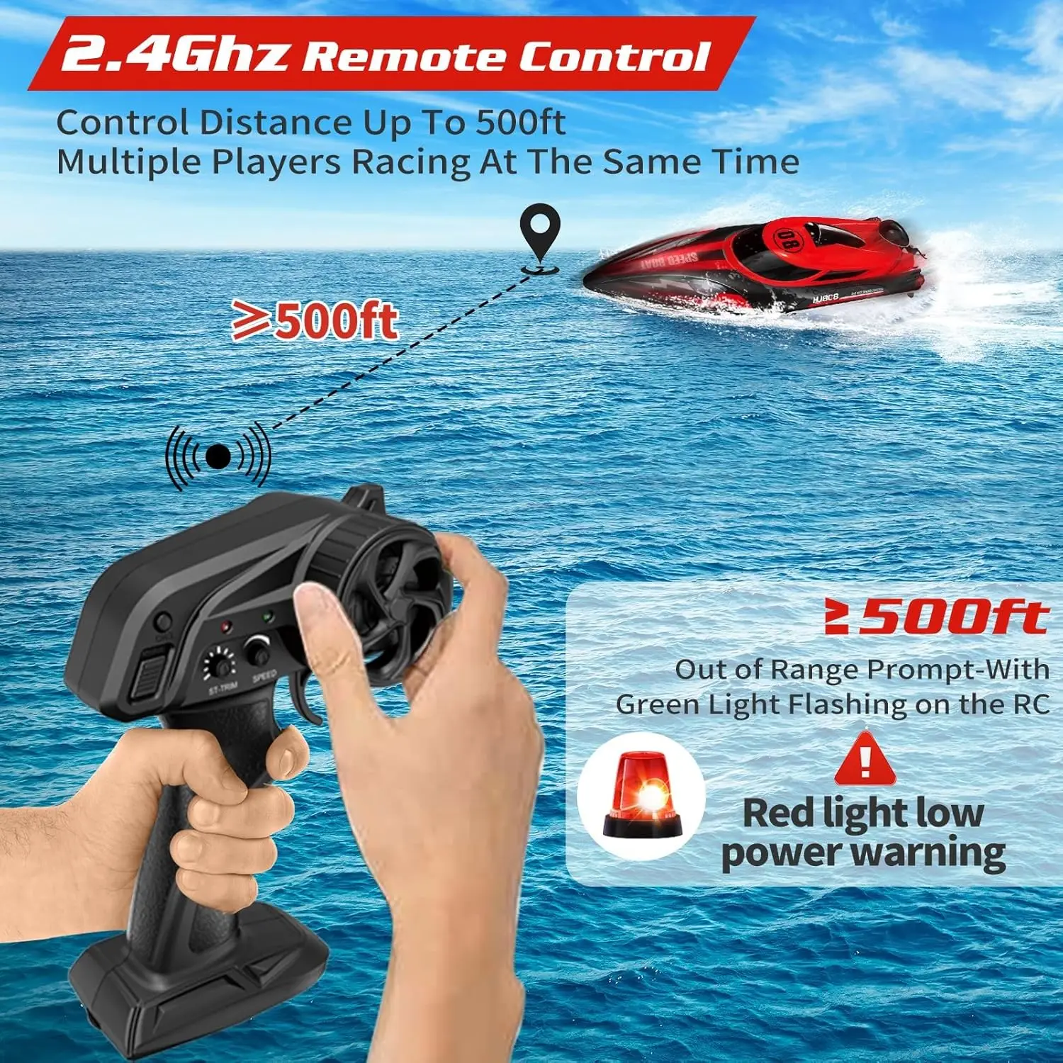 HJ808 RC Bateau Télécommandé 2.4GHz 25km/h - Bateau Hors-Bord Jouet