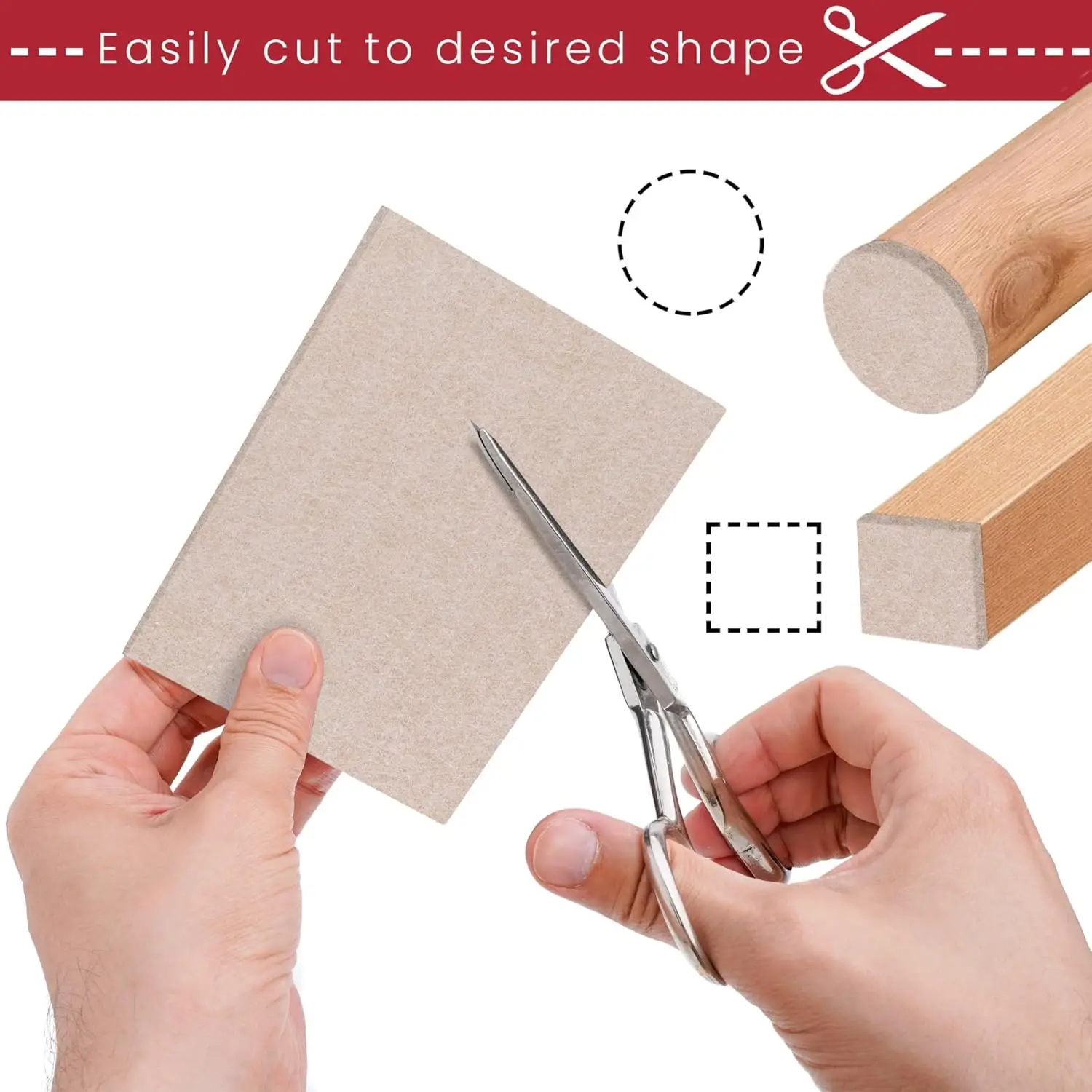 Premium Self-Adhesive Felt Furniture Pads - Set of 4, Customizable Anti-Scratch Floor Protectors