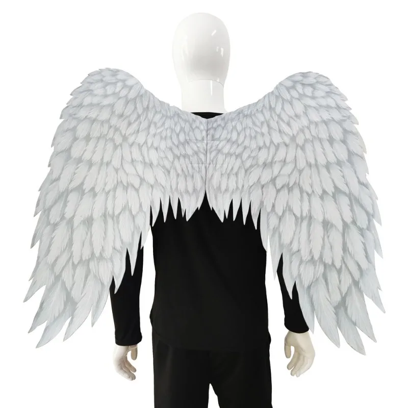 Halloween Karneval Atmosphäre Faltbare Flügel Kreative Vlies Gedruckt Schwarz und Weiß Teufel Erzengel Flügel Dekorative Prop – Detail 2