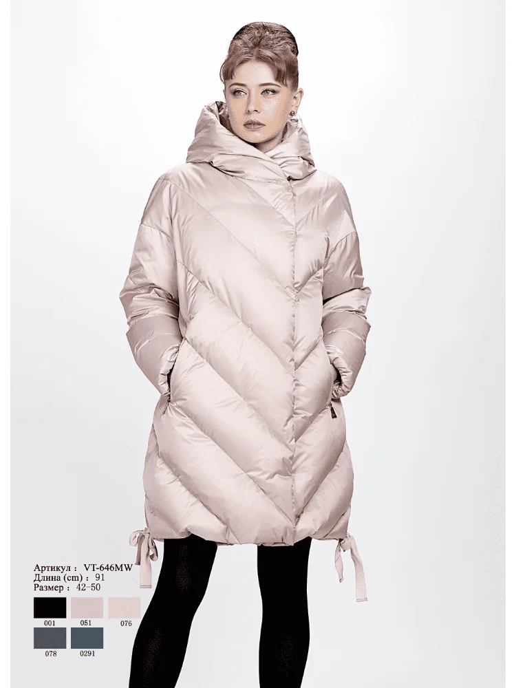 VERALBA Women's Mid-length Down Jacket With Hat Plus Size 2XL Stylish Warm Fit 2022 Latest Coat Puffer Clothing Winter Ladies