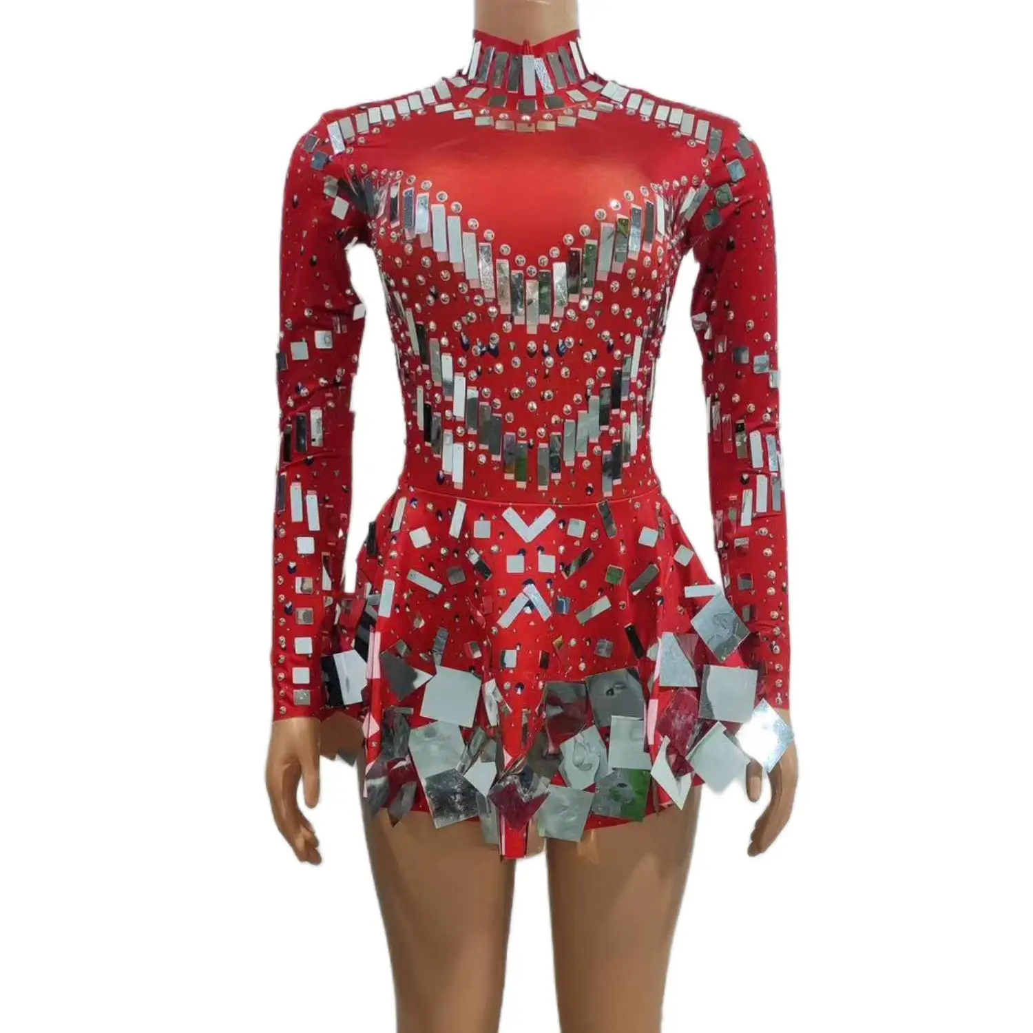 Abito Lungo Con Paillettes Argento A Scollo V, Senza Maniche, Luminoso E Scintillante, Perfetto Per Feste, Matrimoni E Serate Eleganti