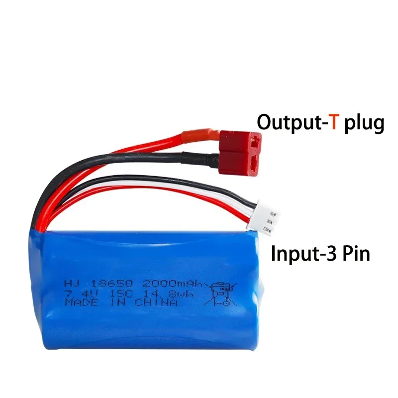 Chargeur inclus avec les batteries LiPo 7.4V 5200mAh pour RC, câbles visibles