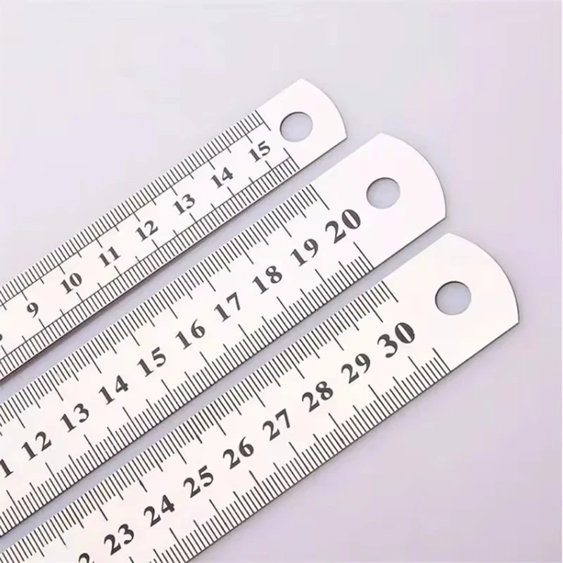 Metal Double Side Scale Stainless Steel Straight Ruler 150mm-500mm Precision Measuring Tool For Students School Stationery Kids