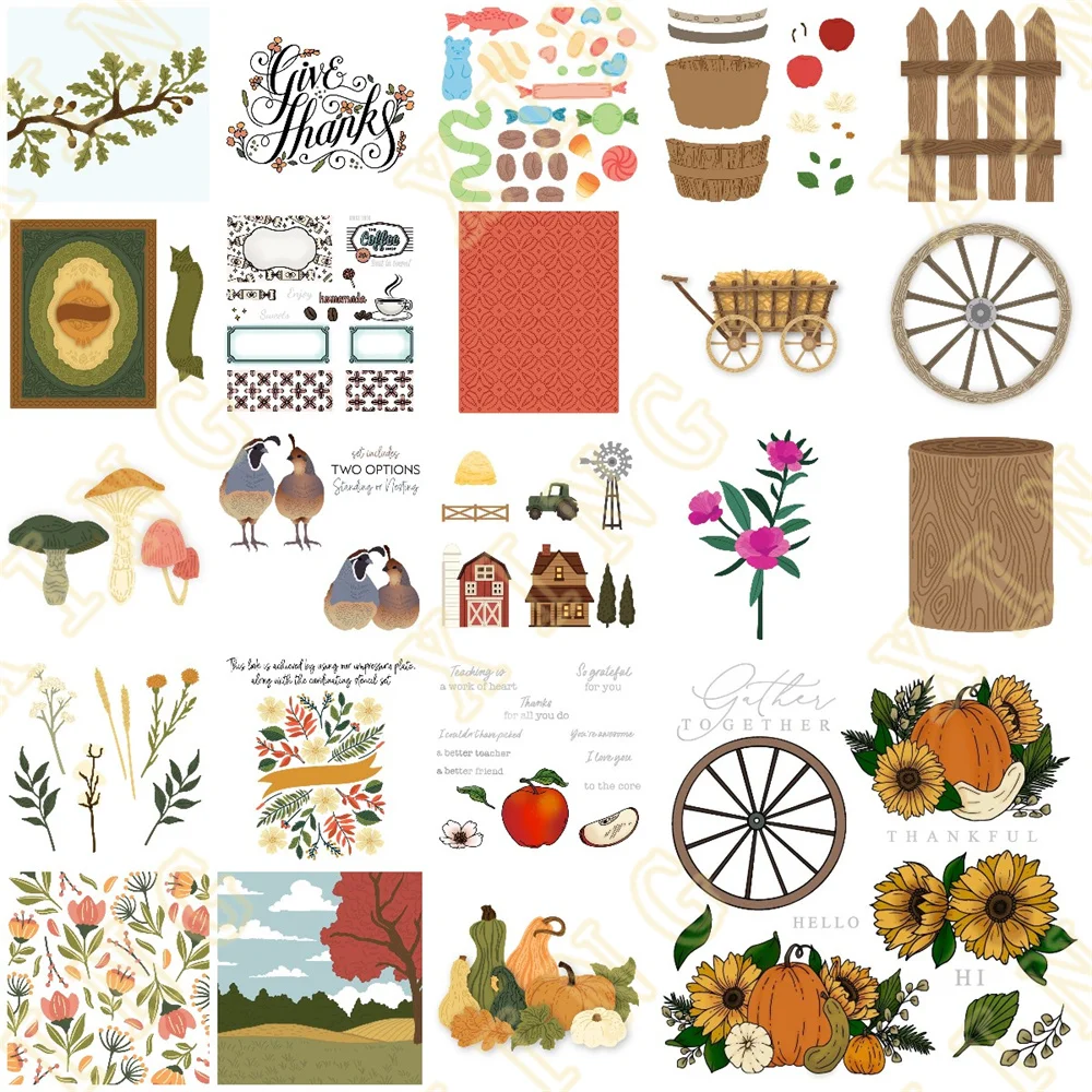 Farm Cart Wagon Wheel 2023 New Metal Cutting Dies Timbri Stencil Hot Foil Scrapbook Diary Decoration Modello Di Goffratura Carta Fai Da Te