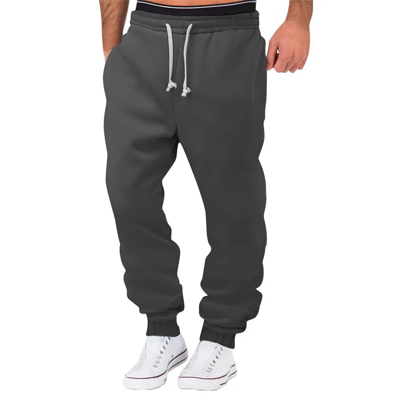 

Autumn Winter Fleece Sweatpant Men's Casual Multi-pocket Loose Straight-leg Overalls Male Solid Color Thick Casual Pants